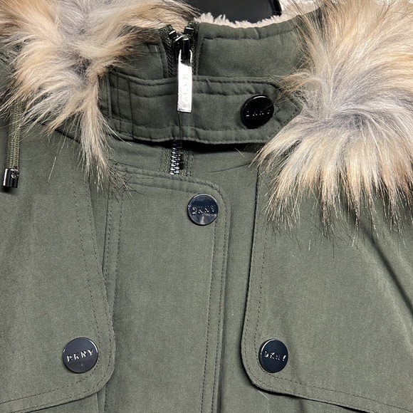 NWT,DKNY Faux-Fur-Trim Hooded Anorak, - Picture 12 of 16